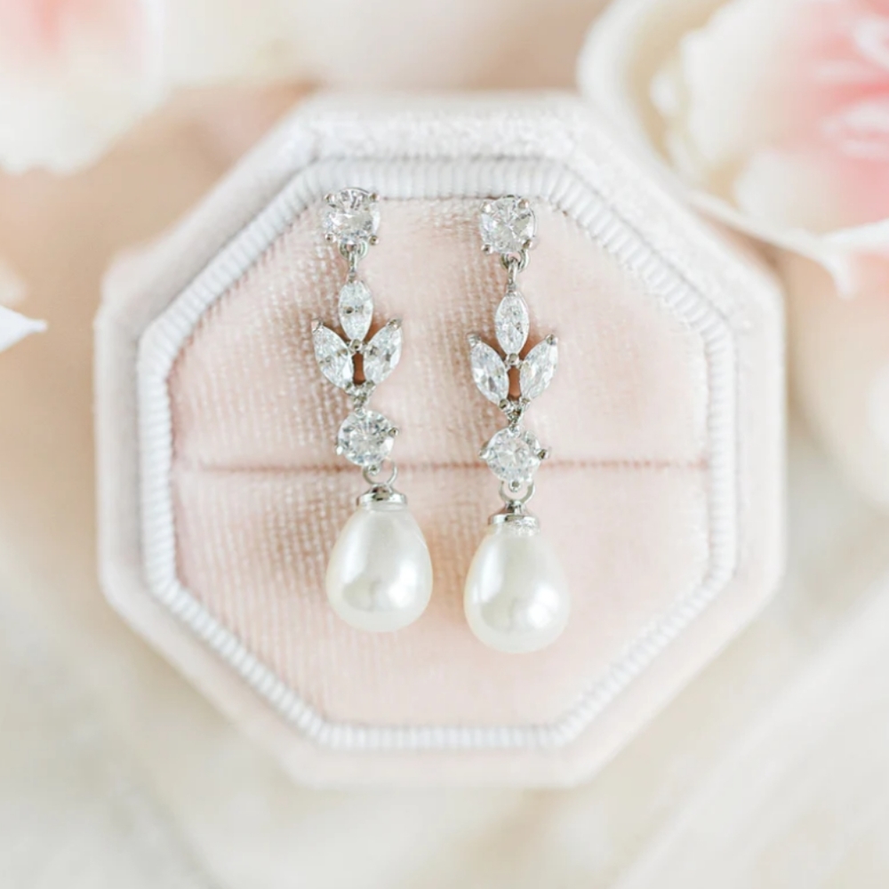 Pearl Drop Wedding Earrings